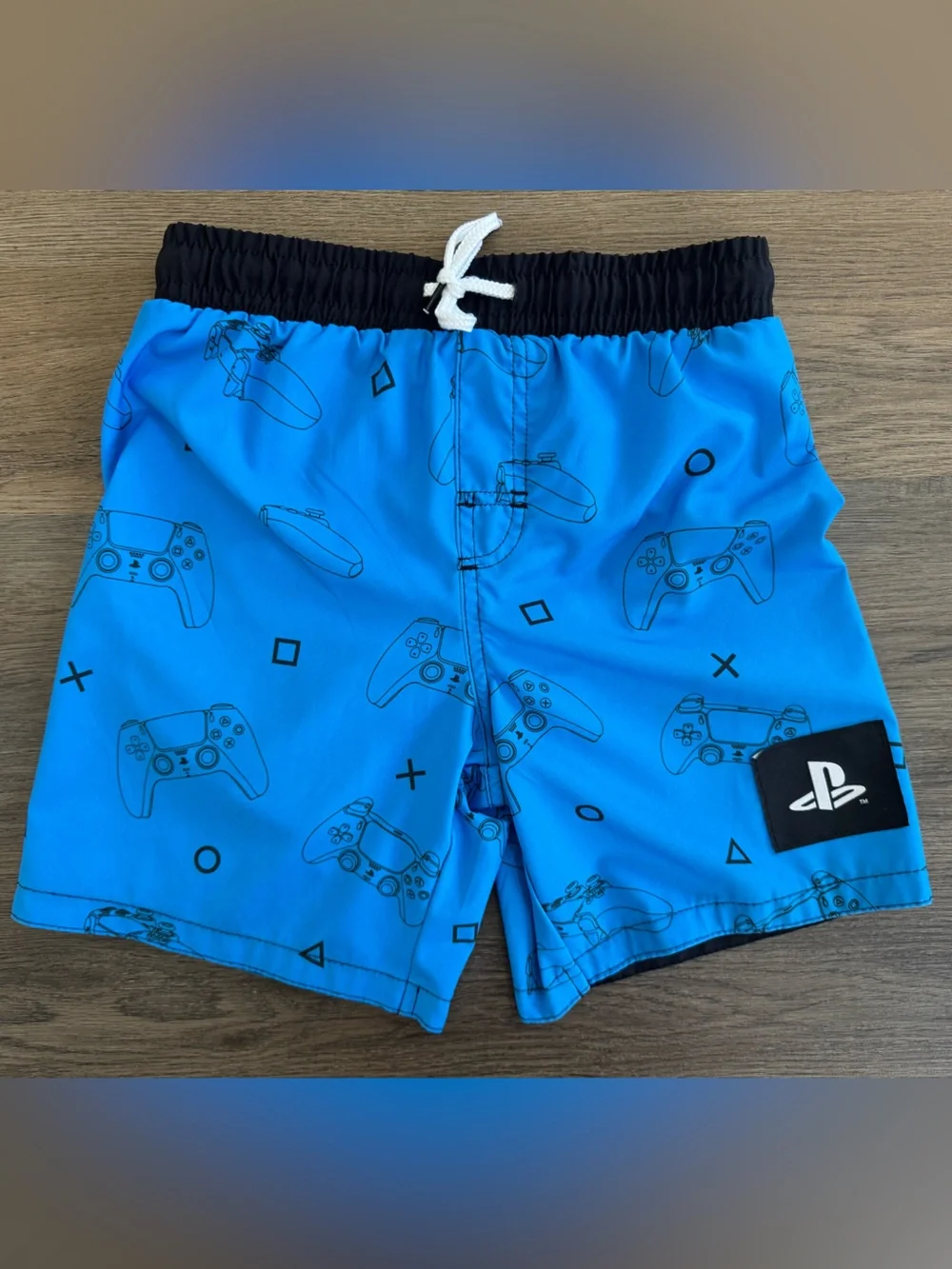 Boy’s Bright Blue Gaming Controller Bathing Suit PlayStation